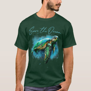 Camiseta Salvar a consciência ambiental das tartarugas mari