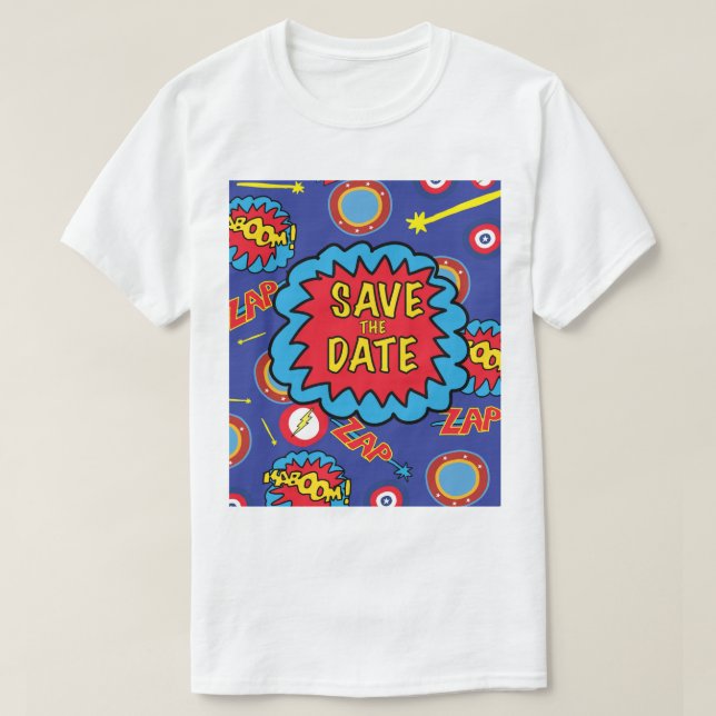 Camiseta Salvar a Data Heróis de Quadrinhos (Frente do Design)
