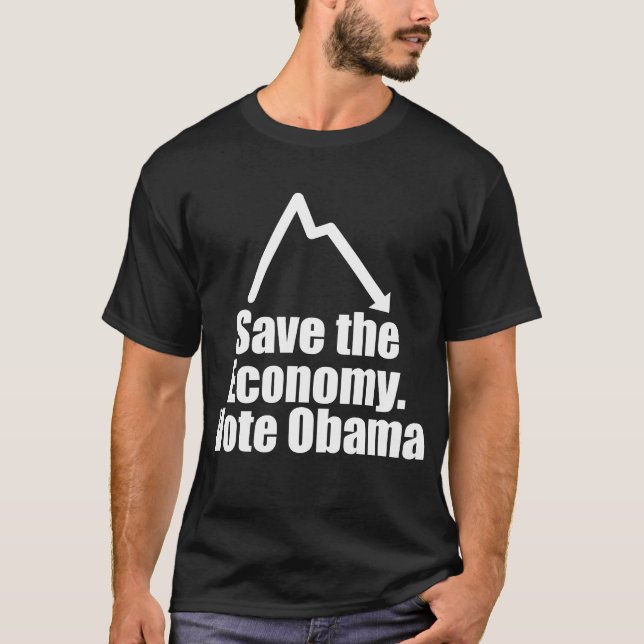 Camiseta Salvar a economia, voto Obama (Frente)