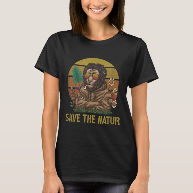 Camiseta Salvar A Natureza Salvar O Meio Ambiente Do Leão N (Frente)