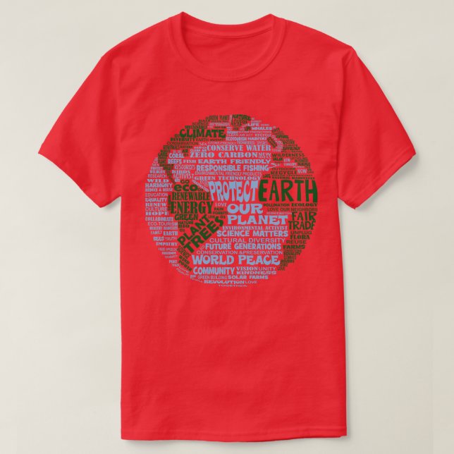 Camiseta Salvar a nuvem terrestre de palavra protetora (Frente do Design)