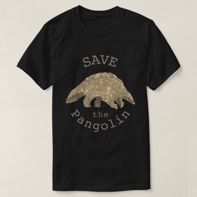 Camiseta Salvar a Pangolina Espécies Ameaçadas de Extinção  (Frente do Design)