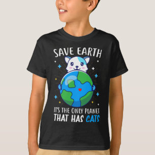 Camiseta Salvar A Terra É O Único Planeta Que Tem Gatos Ea