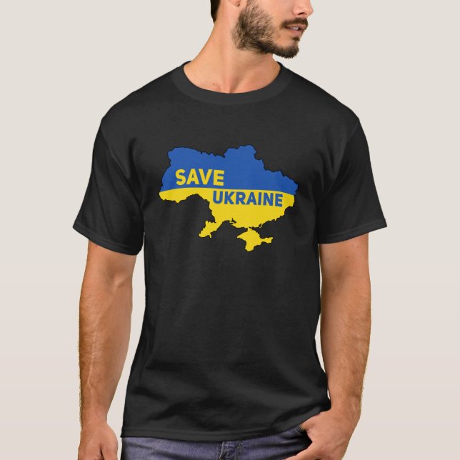 Camiseta Salvar a Ucrânia da incursão russa  (Frente)