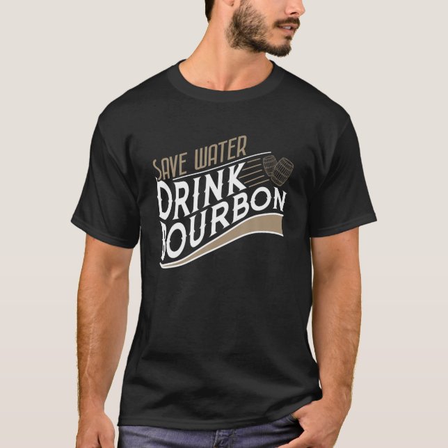 Camiseta Salvar Água Beber Bourbon Engraçada Cota Bebendo S (Frente)