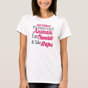 Camiseta Salvar animais comem sestas da tomada do chocolate