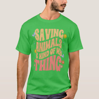 Camiseta Salvar Animais Retro É Tipo a Minha Coisa Para Ami