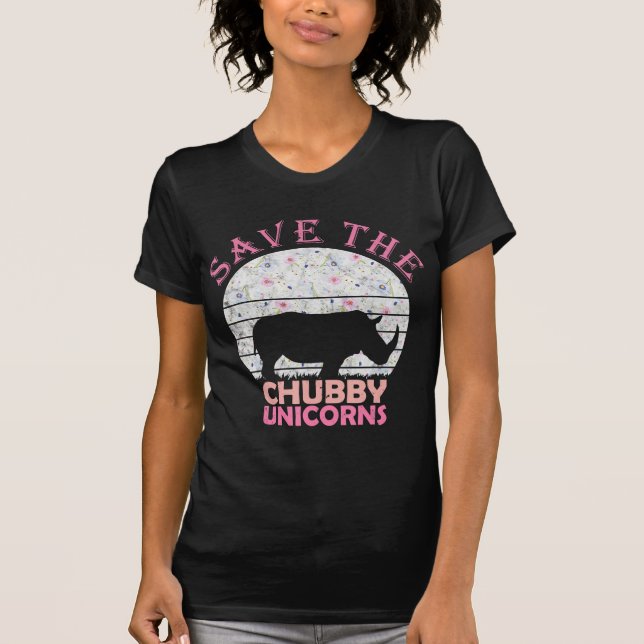 Camiseta Salvar Chubby Unicorn Floral Rhino Presente (Frente)
