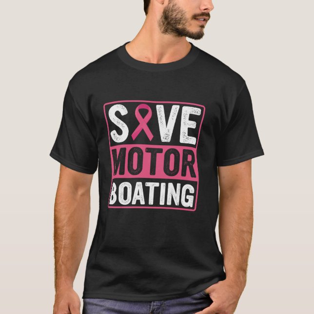 Camiseta Salvar fita rosa do câncer de mama do Barco motor (Frente)