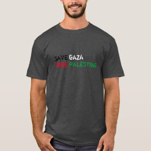 Camiseta Salvar Gaza Free Palestine - Tipografia Grunge