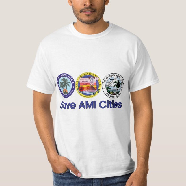Camiseta Salvar logotipo de cidades AMI (selos) (Frente)