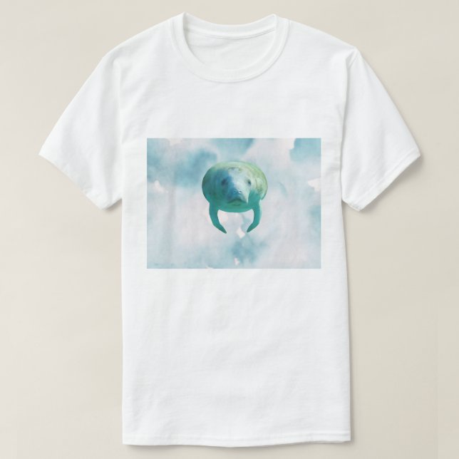 Camiseta Salvar Manatees Manatee Watercolor Art (Frente do Design)