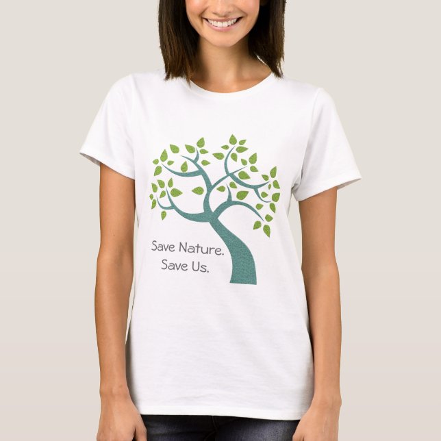 Camiseta Salvar Natureza Salvar Árvore nos Árvore (Frente)