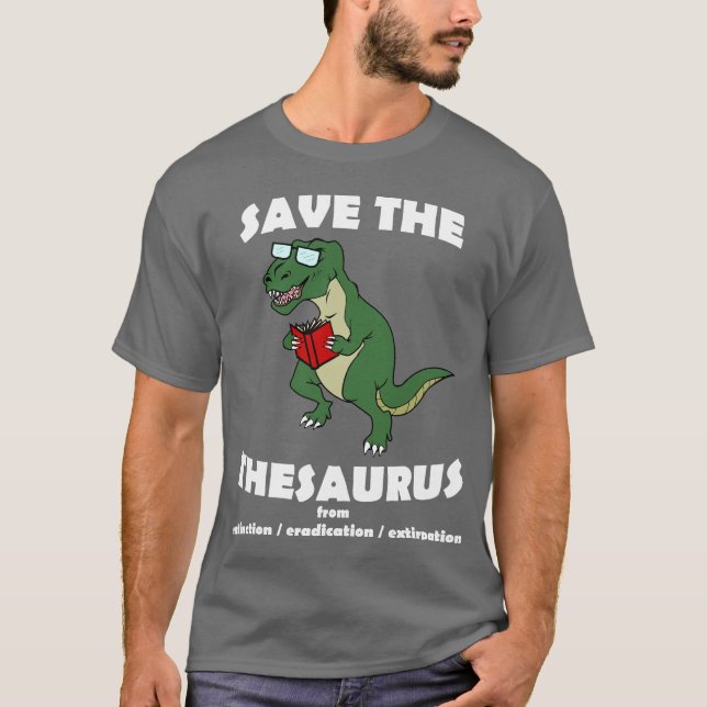 Camiseta Salvar o dinossauro da enciclopédia (Frente)