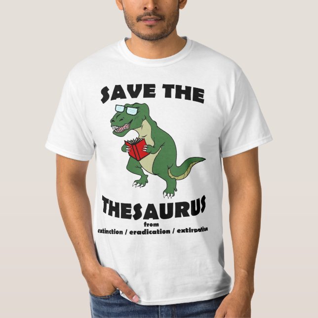 Camiseta Salvar o dinossauro da enciclopédia (Frente)