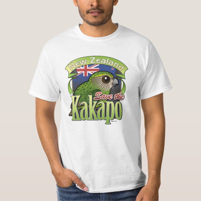Camiseta Salvar o Kakapo de Nova Zelândia (Frente)