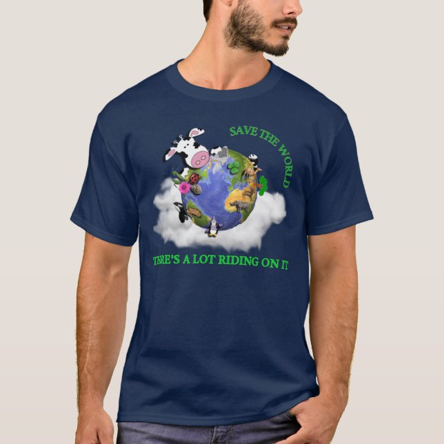 Camiseta Salvar o mundo (o marinho) (Frente)