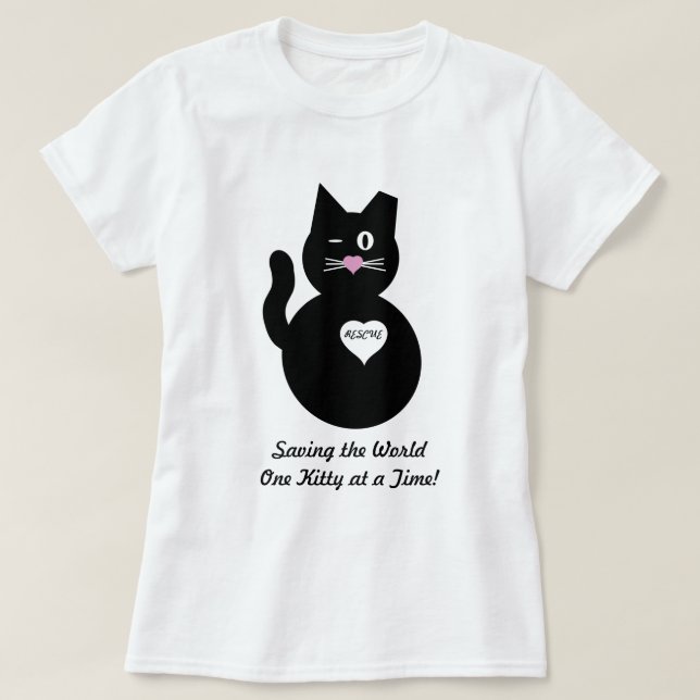 Camiseta Salvar o mundo, um gatinho de cada vez (Frente do Design)