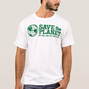 Camiseta salvar o planeta - é único com cerveja