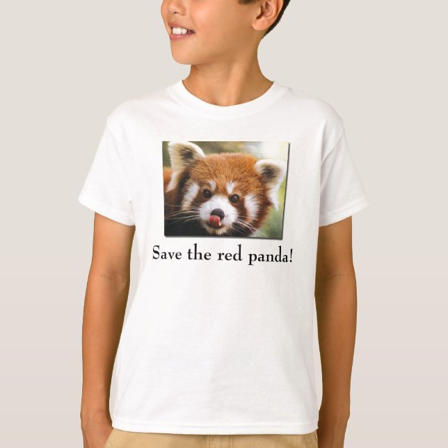 Camiseta Salvar o t-shirt do miúdo da panda vermelha (Frente)
