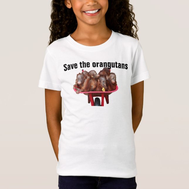 Camiseta Salvar os animais pstos em perigo orangotango (Frente)