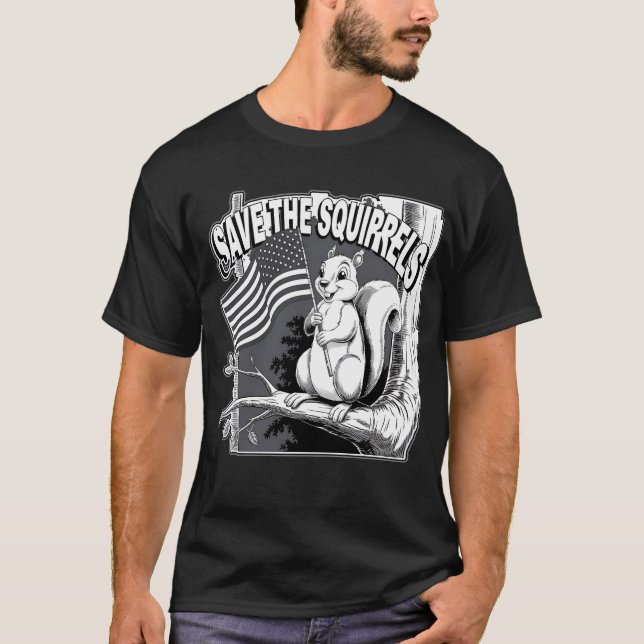 Camiseta SALVAR OS SQUIRRELS E deixar os animais de companh (Frente)