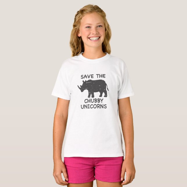 Camiseta Salvar os unicórnios chubby - Escolher cor de plan (Frente Completa)