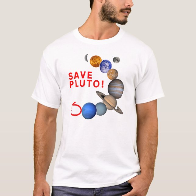 Camiseta Salvar Pluto (o sistema solar) (Frente)