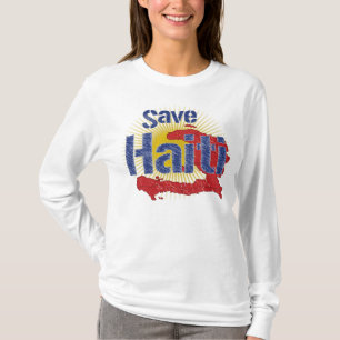 Camiseta Salvar rendimentos de Haiti (azul) - vão à CRUZ