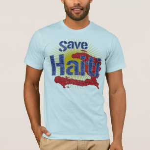 Camiseta Salvar rendimentos de Haiti (azul) - vão à CRUZ