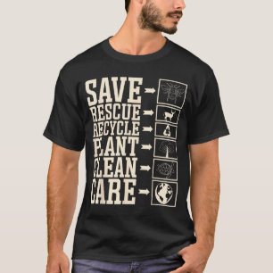 Camiseta Salvar Resgatar Reciclar Planta Limpar Cuidar