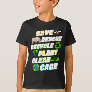 Camiseta Salvar Resgatar Reciclar Planta Limpar Cuidar Dia