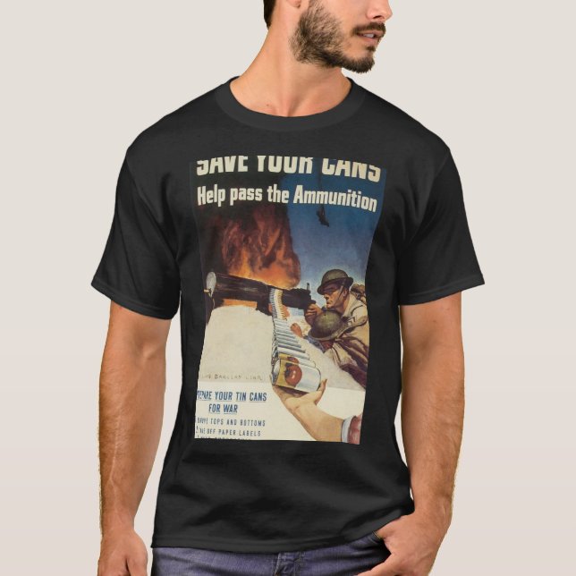 Camiseta Salvar sua guerra mundial 2 das latas (Frente)