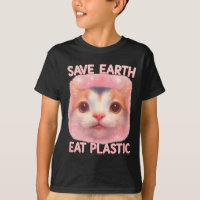Salvar Terra Comer Plástico Gatinho Fofo Irônico C