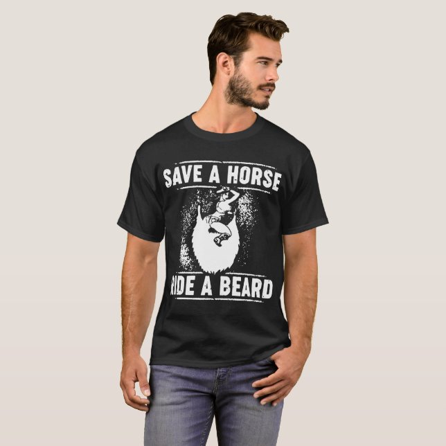 Camiseta salvar um passeio do cavalo uma barba (Frente Completa)