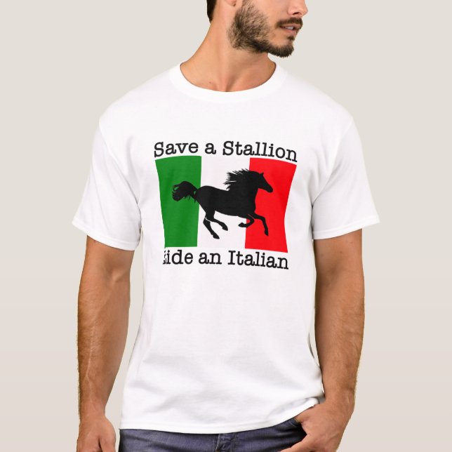 Camiseta Salvar um passeio do garanhão um t-shirt italiano (Frente)