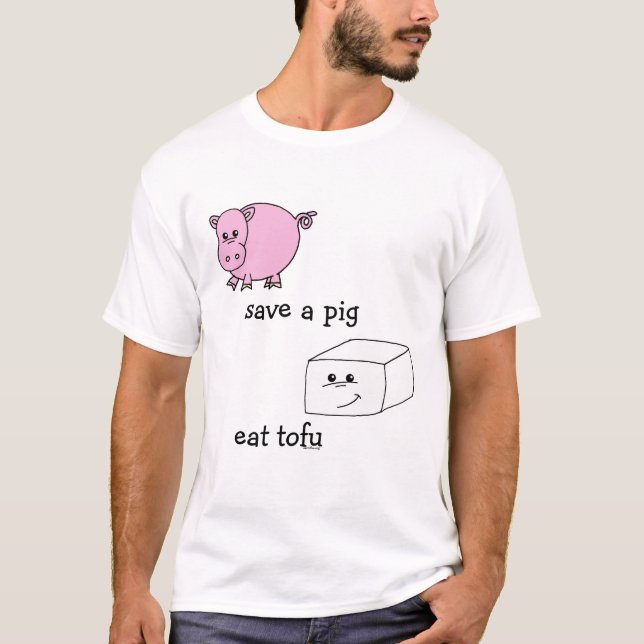 Camiseta salvar um porco comem o tofu (Frente)