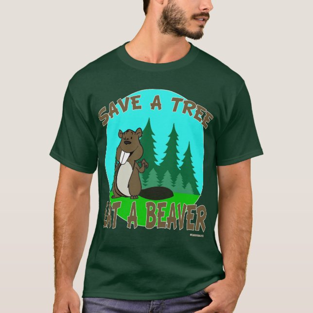 CAMISETA SALVAR UMA ÁRVORE COMEM UM CASTOR (Frente)