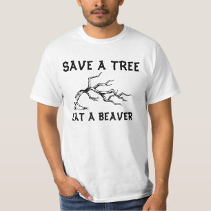 Camiseta Salvar uma árvore comem um t-shirt do castor