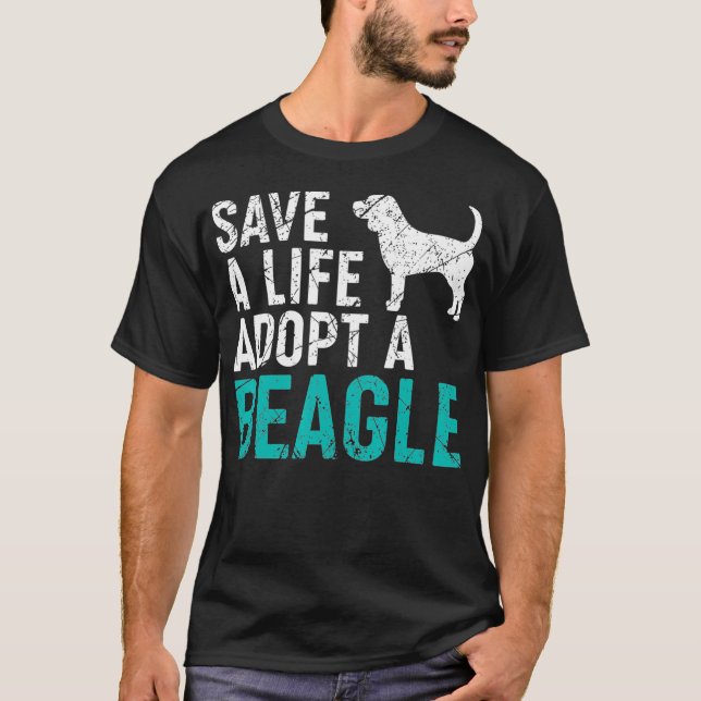 Camiseta Salvar uma vida adotar um cão salvador Beagle Dog  (Frente)