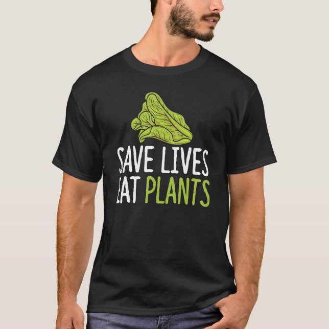 Camiseta Salvar Vidas Comer Plantas Vegan Alface Comida Veg (Frente)