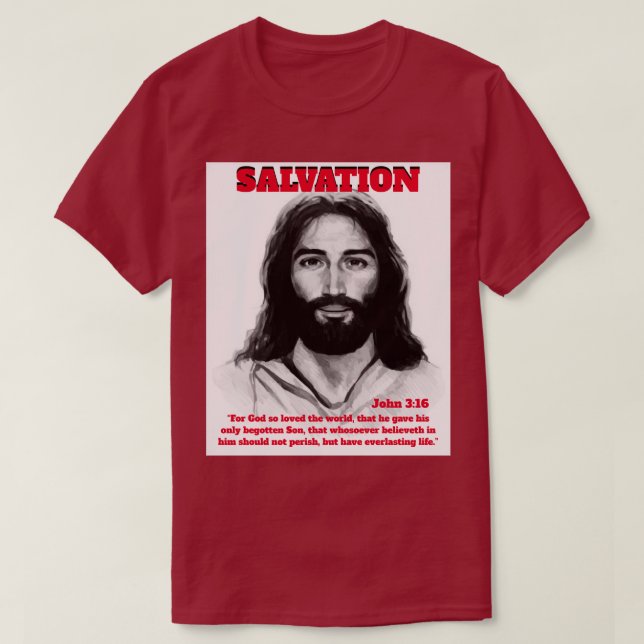Camiseta Salvation | Jesus | Burgundy | Unisex | T-shirt (Frente do Design)