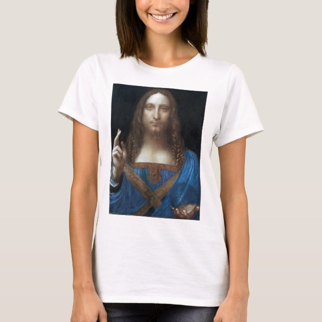 Camiseta Salvator Mundi, Cristo de Jesus, Leonardo da Vinci (Frente)