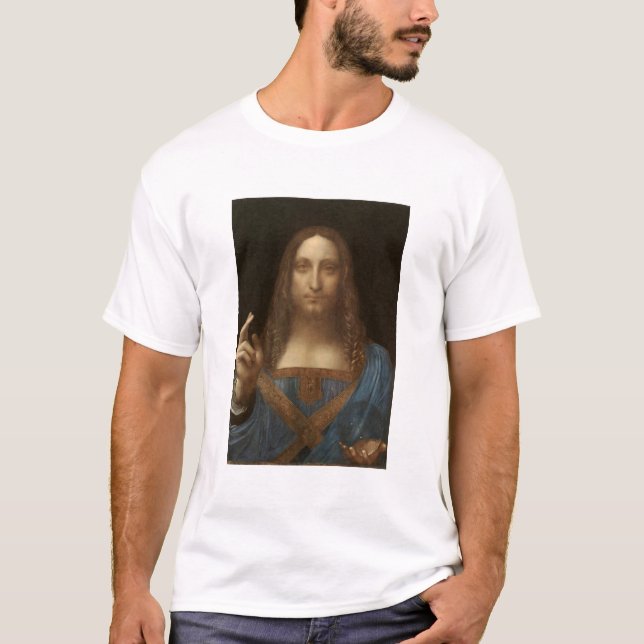 Camiseta Salvator Mundi , pintura de Cristo,Vinci (Frente)