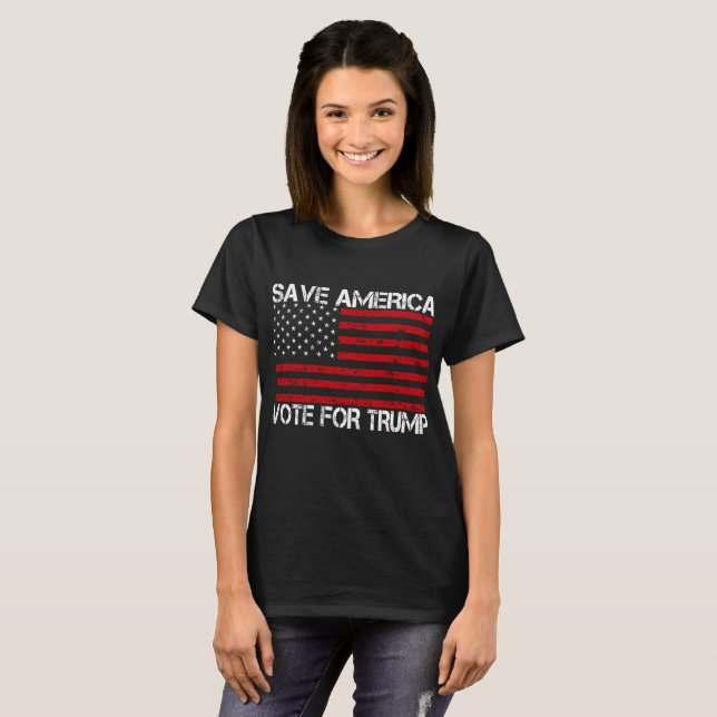 Camiseta Salve a América a votar em Trump (Frente Completa)