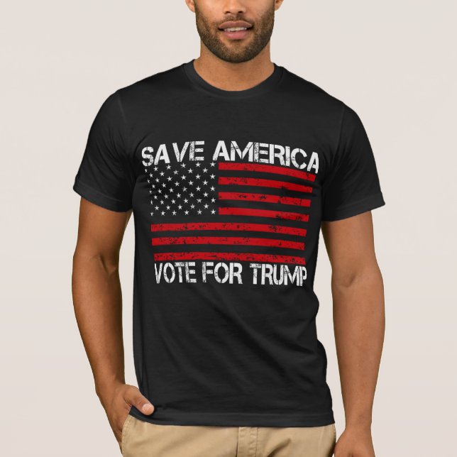 Camiseta Salve a América a votar em Trump (Frente)