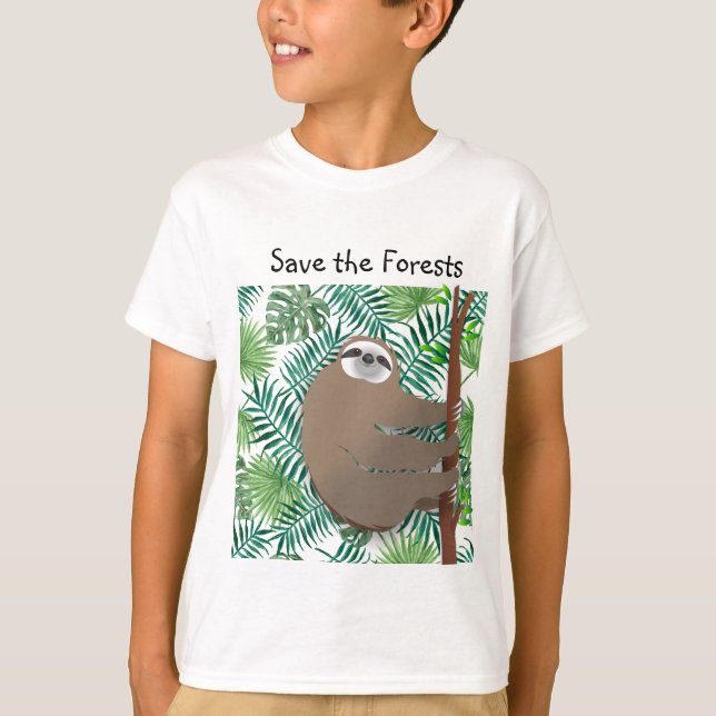 Camiseta Salve a lama das florestas subindo em uma árvore (Frente)