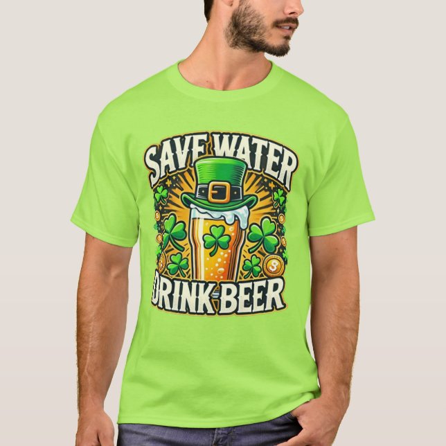 Camiseta Salve a Rua de cerveja d'água. Dia de Patrick (Frente)