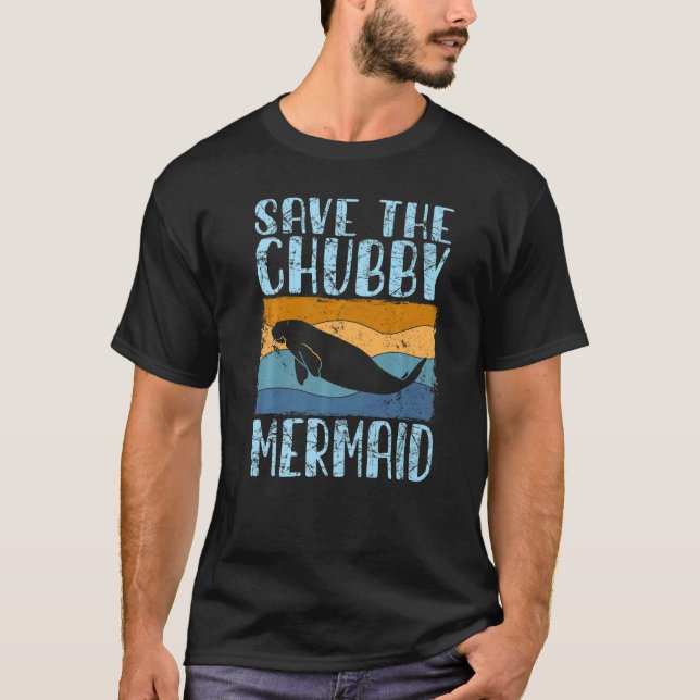 Camiseta Salve A Sereia Chubby Para Salvar O Manatee Retro  (Frente)