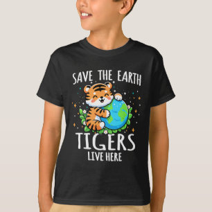 Camiseta Salve a Terra, Design de Tigre - Engraçado Dia da